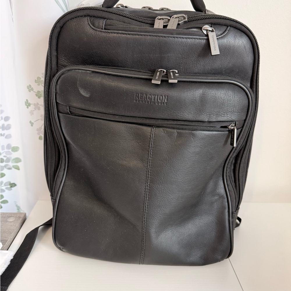 Kenneth Cole Reaction Black Leather Backpack
